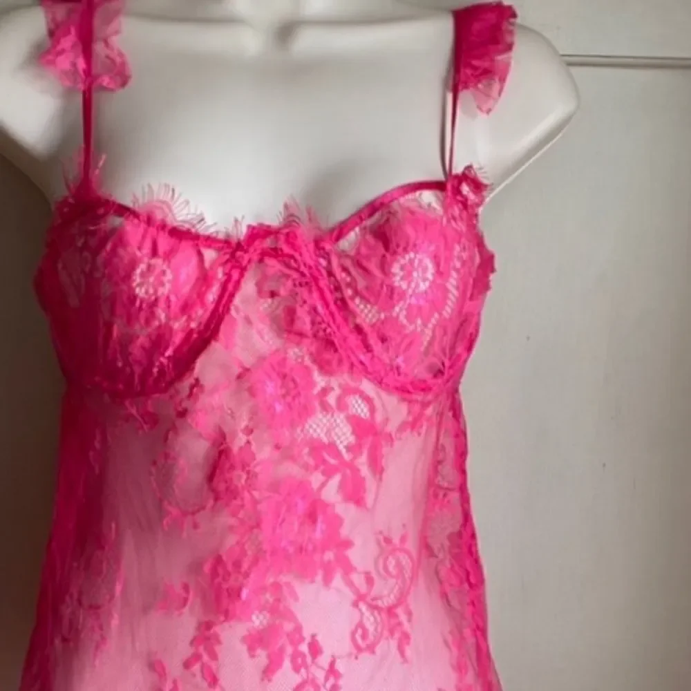 Hot Pink Lace Chemise Nightie